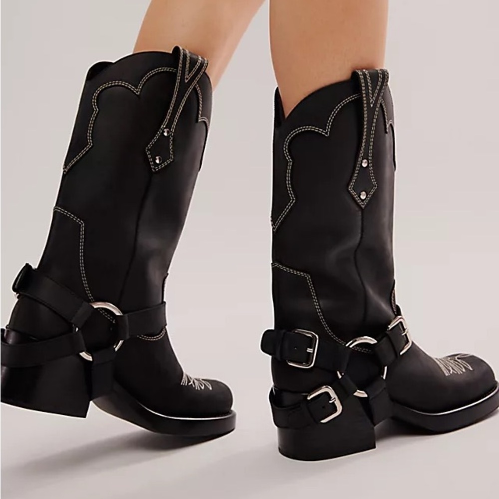 Jeffrey Campbell x Free People Understated Motoboy Boots - Black
